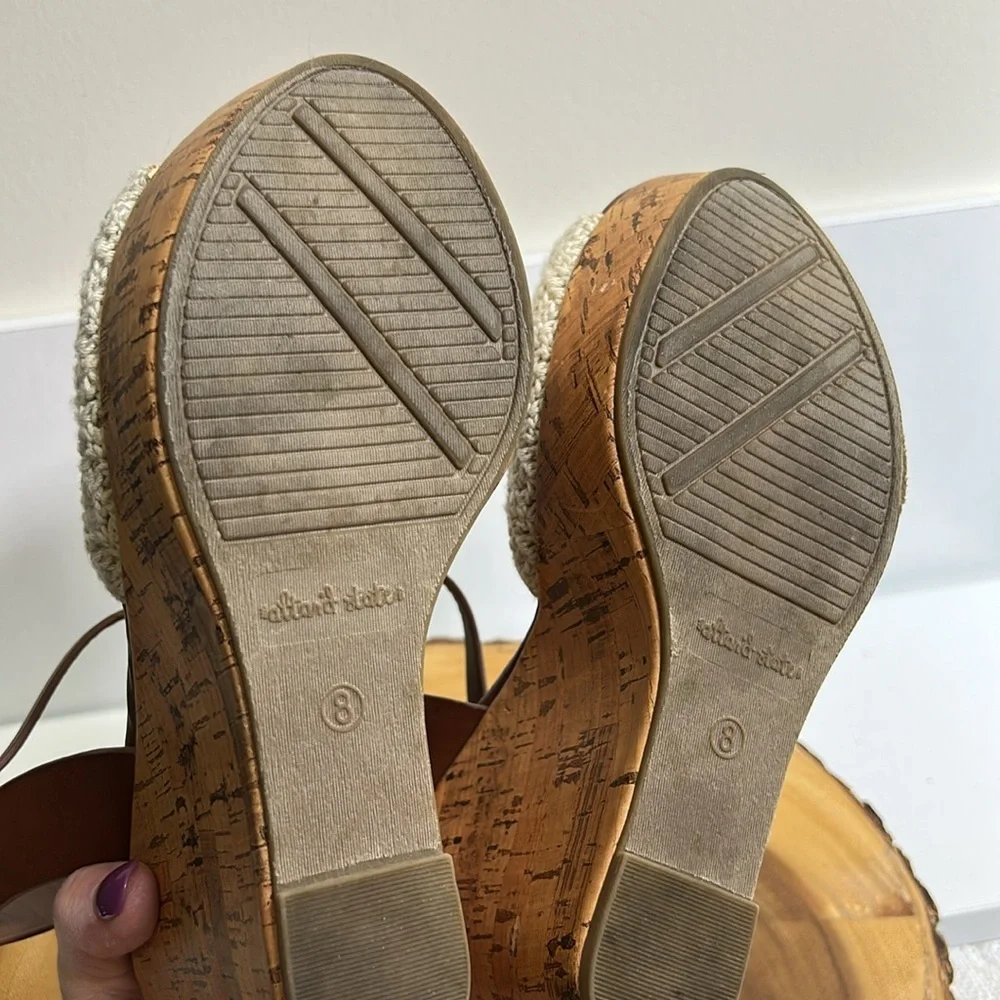 Altar'd State Cream & Brown Cork Wedge Sandals